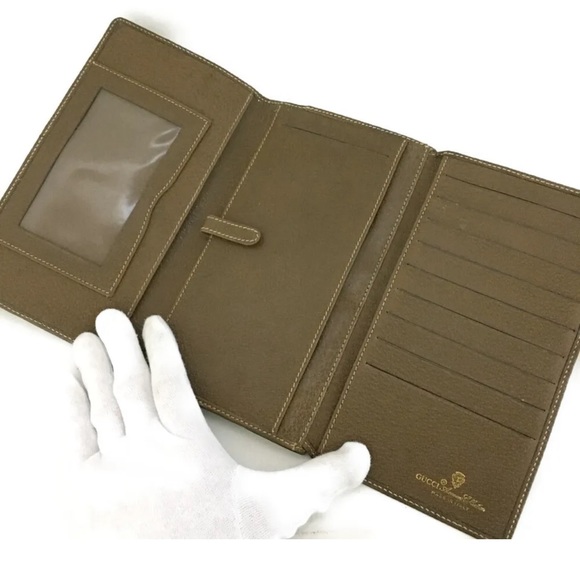 VINTAGE GUCCI GG Logo Shelly Line PVC Leather Long Trifold Wallet - Picture 5 of 8